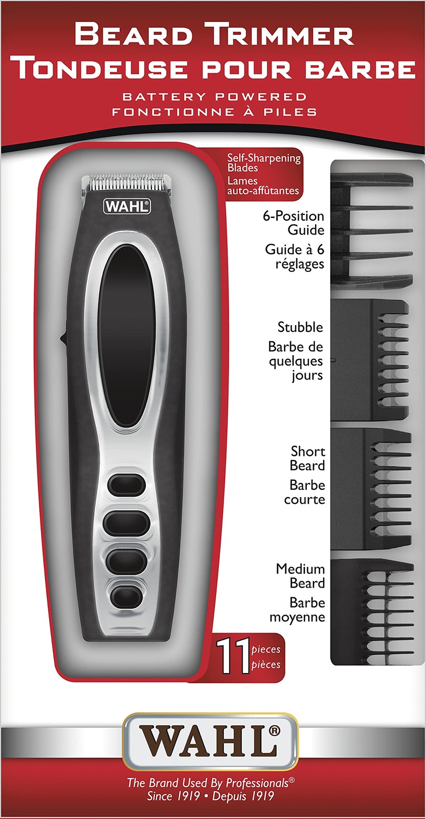 Wahl Canada Beard Trimmer, Self-sharpening precision ground blades, Battery