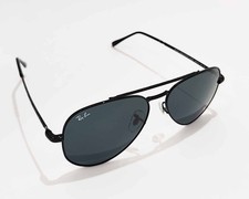 Ray-Ban Sunglasses RB3625 New Aviator Polished Black Frame Dark Grey Lenses 58mm