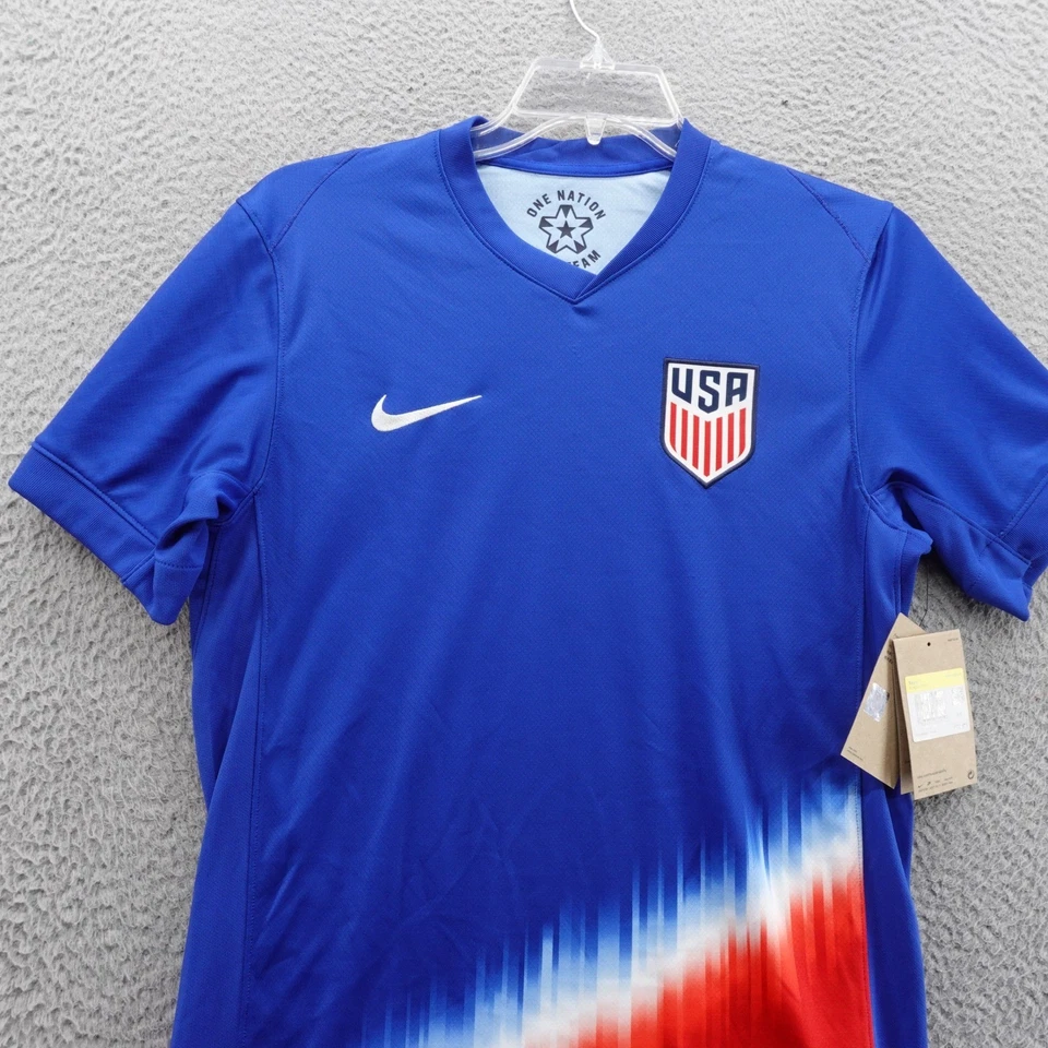 Camiseta deportiva Nike USMNT 2024 Match Away pequeña azul roja para hombre DriFit fútbol nueva con etiquetas Foto 3 de 4