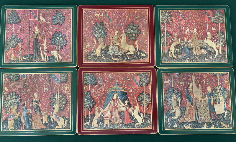 Vintage Lady & The Unicorn Placemats Complete Set Of 6 Lady Clare England