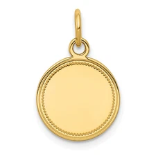 14k Yellow Gold Plain .013 Gauge Engravable Round Disc Charm Pendant Mother Gift
