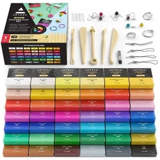 ARTEZA Polymer Clay Kit, 42 Colors with 5 Tools – Oven-Bake Modeling Clay