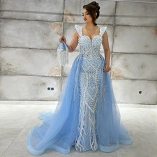 Exquisite Pearl Mermaid Evening Dresses Sweetheart Detachable Train Party Gowns