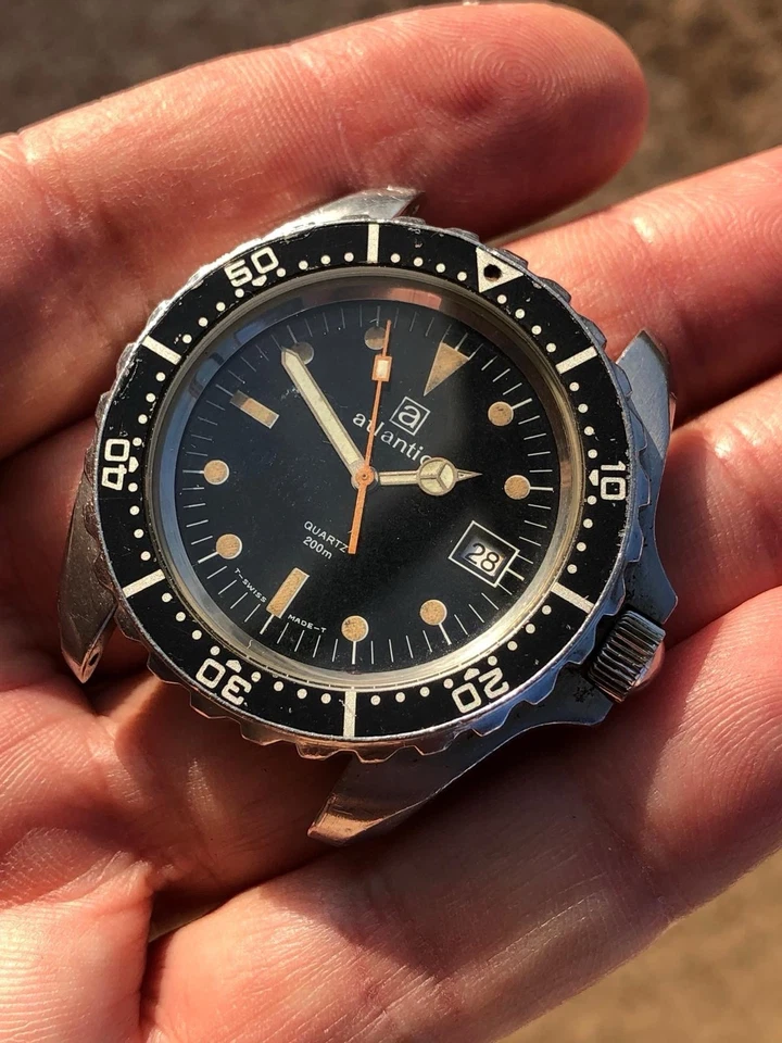 Atlantic Diver Monnin Case 200 M Not Working Cal 555.115 Military For Parts - Imagen 3 de 4