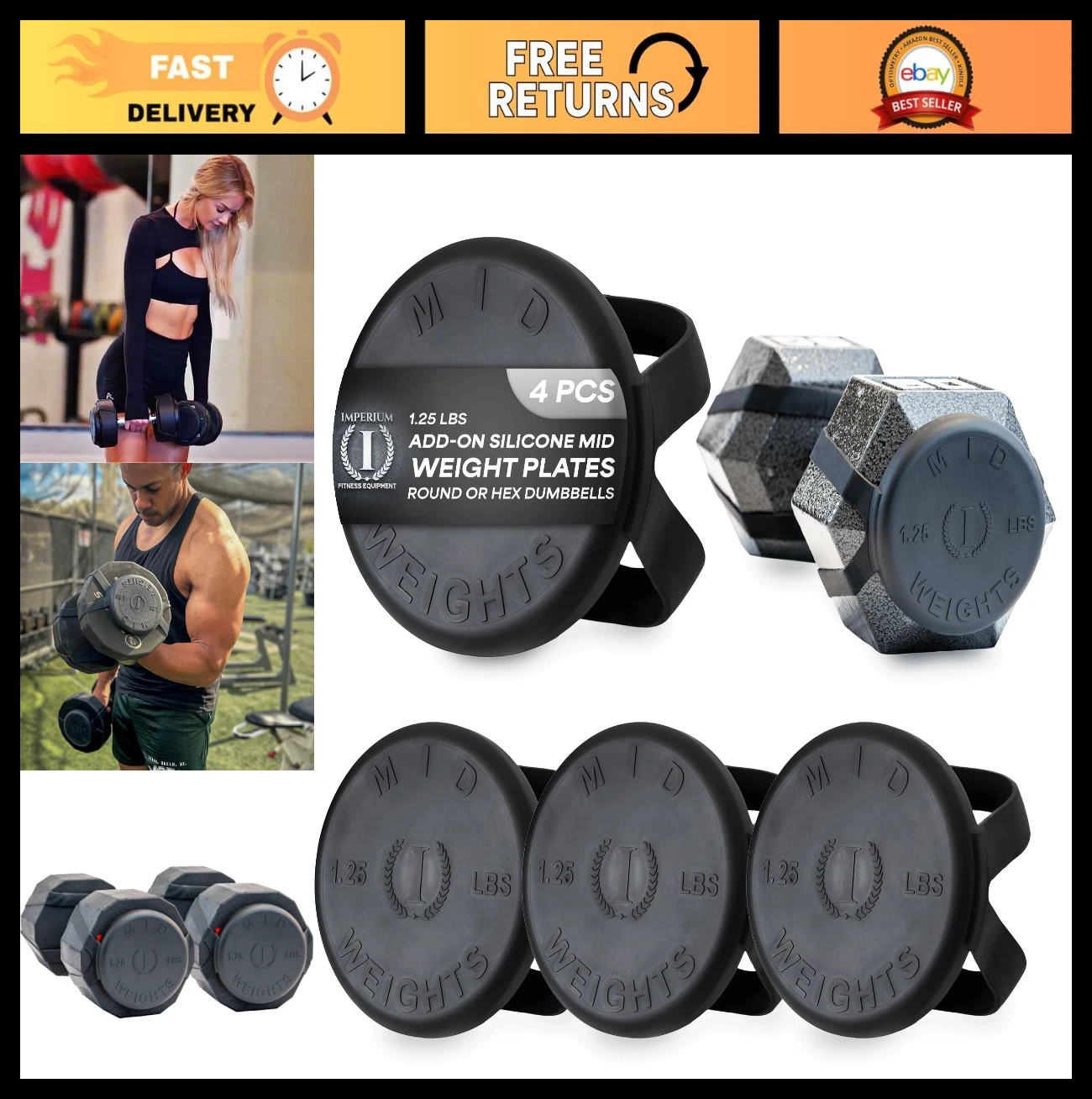 Mid Weights Silicone Microweights for Dumbbells - Add 1.25 or 2.5 lbs, Fractiona
Opens in a new wind