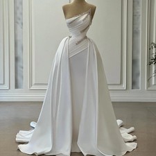 Elegant with Detachable Train Evening Dresses Beads Mermaid Sleeveless Pleat