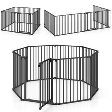 8-Panel Adjustable Pet Safety Fence w/Auto-close Door  Double Locking System