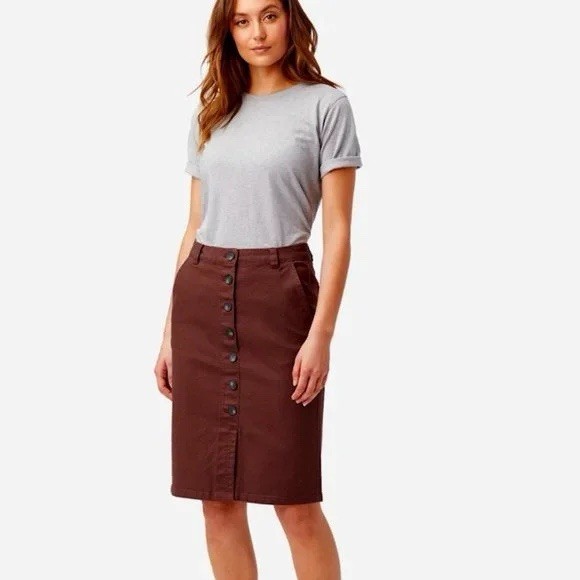 Pendleton Brown Canvas Button Front Skirt Size 10… - image 1