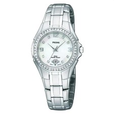 Pulsar Women's PXT797 Silver Stainless Steel White Dial Quartz Watch