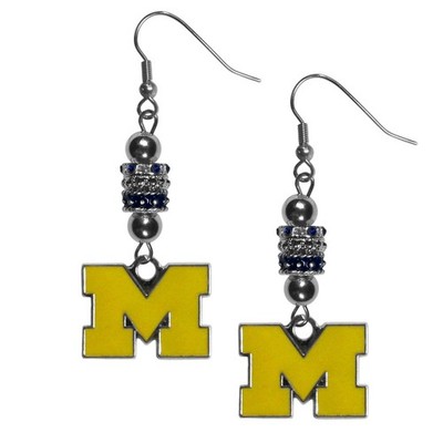 Michigan Wolverines Women's Dangle Earrings Euro Bead Style 