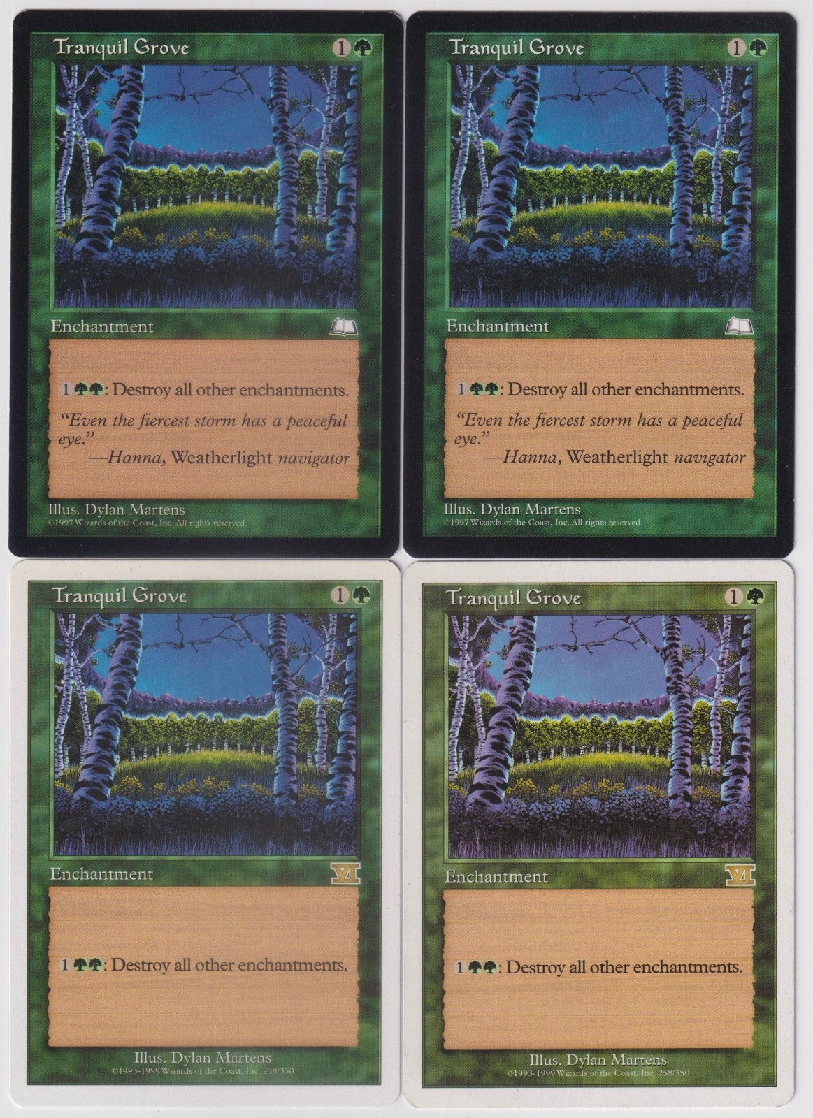 MTG 4X Tranquil Grove X4 Weatherlight & 6th Edition Magic - (3X LP & 1X MP/PL)