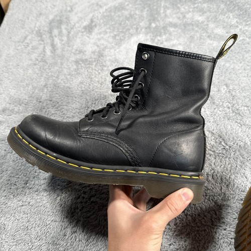 Botas con cordones Dr. Martens para mujer talla 7 NEGRO cuero punk gótico suelas gruesas goma - Imagen 20 de 20