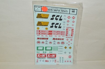 HO scale decals PARTIAL USED/CUT Microscale RH-5 40' piggyback trails SCL WM PC
