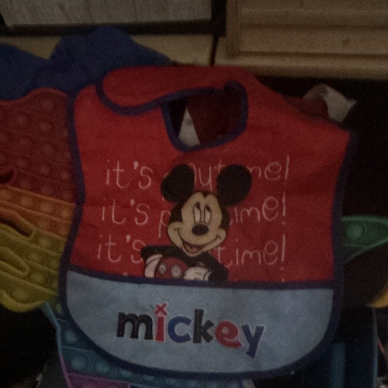 Disney Mickey Mouse & Friends Baby Bib Red/Blue "It's Our Time!" Mickey