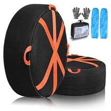 2 Pack Snow Socks for Tires  Anti-Slip Ultimate Grip Fabric with Reflective XL