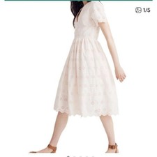 Madewell Scalloped Eyelet Midi Dress Lucid Pink Size 4