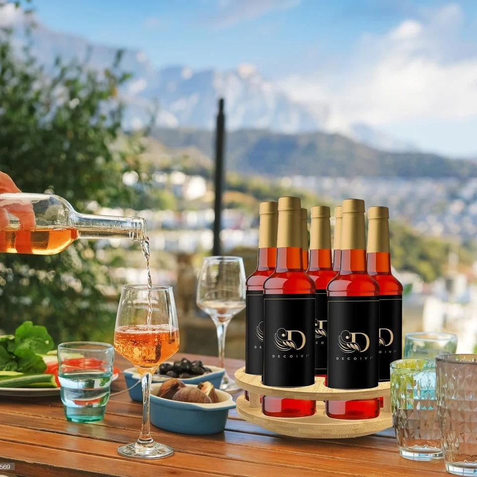 Rotating Syrup Bottle Holder Lazy Susan Organizer + 4 Coffee Stencils - Image 3 of 4