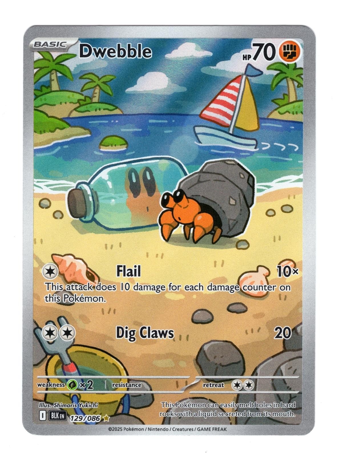 Dwebble 129/086 Holo Illustration Rare Black Bolt Pokemon Near Mint