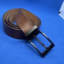 Men's Work Belt size 44 Brown Gunmetal Brown distressed buisness workwear READ 