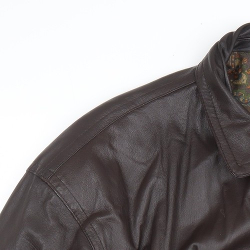 Canda Men's Brown Leather Bomber Jacket Size 42 - Picture 8 of 12
