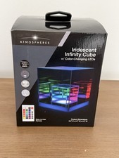 Atmospheres Iridescent Infinity Cube LED Desk Lamp 16 RGB Colors Remote NEW