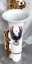 Patriotic White LAZZARO Alto Sax w/Case and Selmer Goldentone Mpc. - Excellent