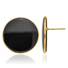 14K Solid Yellow Gold Onyx Stud Earrings