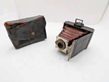 Vintage Eastman Kodak Premoette Jr Folding Camera Maroon Red Bellows 1910s Brass