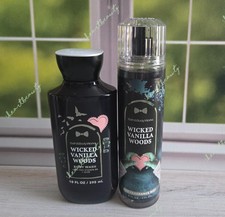 bath and body works wicked vanilla wood body wash and fine fragrance mist