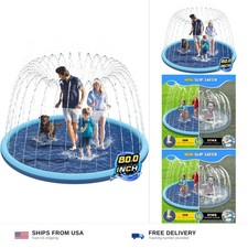 Non-Slip Splash Pad for Kids and Dog, 80" Extra Large Baby Play Mat, Dog Pool...