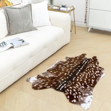 Sika Deer Rug, Faux Fur Cowhide Mat Animal Print Carpet Sika Deer