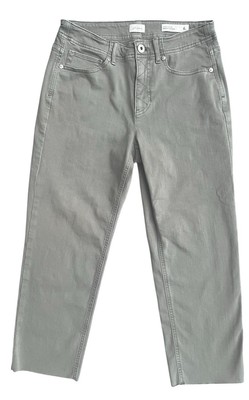 J Jill Denim 6P Gray/Green High-Rise Straight Leg Crop Jeans Raw Hem Stretch