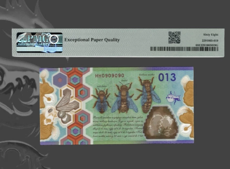 Raro polímero guardián nota de prueba PWPW “Diseño de abeja” – PMG 68 EPQ – RADAR edición 2019 Foto 4 de 4