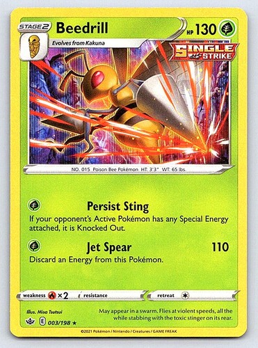 Beedrill 003/198 Holo Rare Chilling Reign Pokemon Near Mint