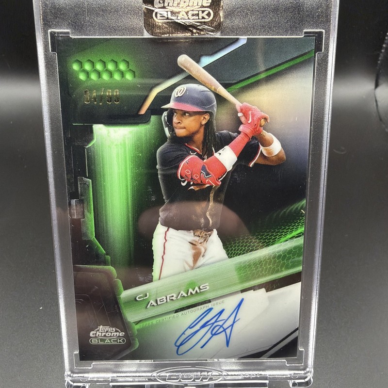2026 Topps Chrome Black CJ Abrams Autograph Green Refractor /99 Nationals