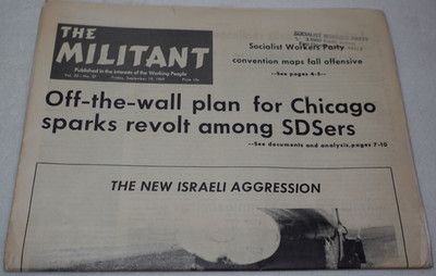 The Militant 1969 Socialist Workers Party New York Newspaper Israeli Aggression