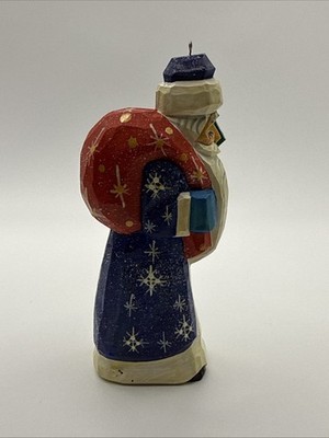 Alexander Taron Christmas Ulbricht Ornament - Santa - Wood 3''H Blue White Red
