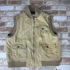 Vintage Corduroy Utility Vest Sportswear By Country Touch Quilted Large Tan 80s