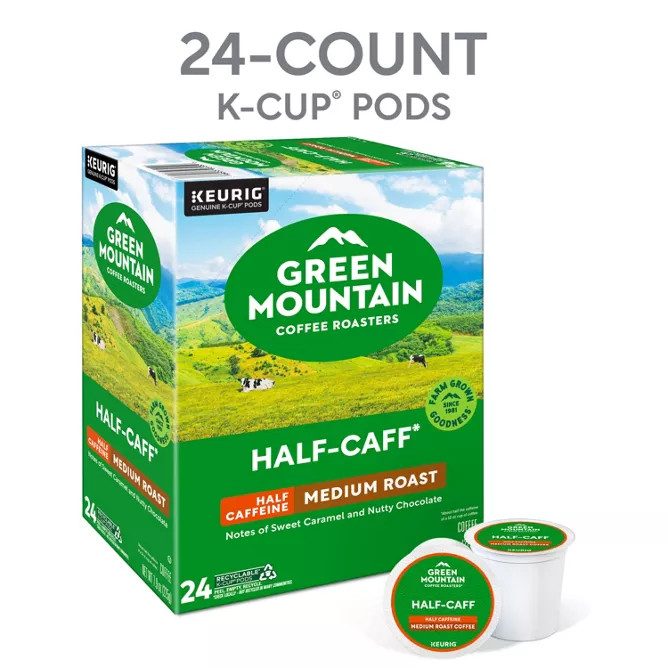 KEURIG Green Mountain Coffee. Half-Caff Coffee, Medium Roast, 96 Pods