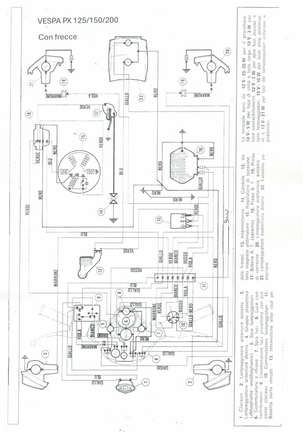 IMPIANTO ELETTRICO VESPA P125X-P150X P200E CON FRECCE ANNO 1981-1983 - CAB 032 - Изображение 2 из 2