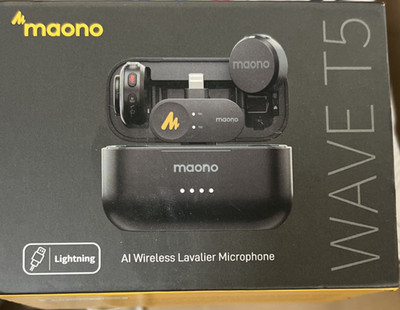 Maono Wave T5 Wireless Lavalier Microphone AI Noise Reduction Lightning