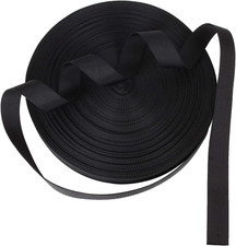 ZOEYES 1 Inch Heavy Duty Nylon Webbing 50 Yards Black Nylon Strapping Flat Webbi