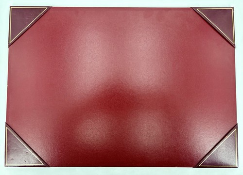 Vintage ITALIAN LEATHER DESKTOP BLOTTER PAD Red Maroon Large 54cm