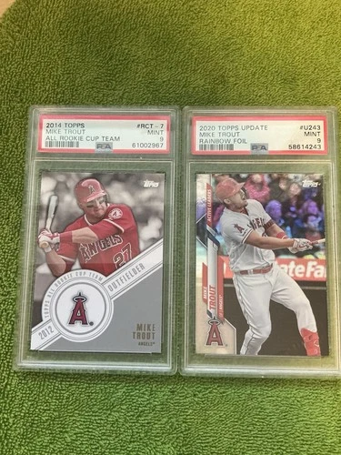 2 Mike Trout Psa 9 2014 2020 Topps All Rookie Rainbow Foil Card