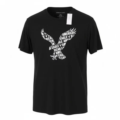 American Eagle Outfitters T-Shirt Homme Noir Coton Tricot Col Rond S - Photo 1/4