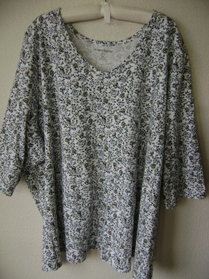 NEW WOMAN WITHIN WOMEN'S BLOUSE PLUS 5X 38 / 40 FLORAL STRETCH TUNIC TOP T-SHIRT