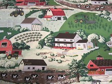 John Deere baby toddler sheets set farm scene cows barns sheep