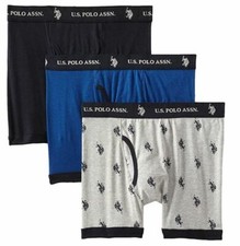 Boxer Underwear Mens US Polo Assn M,L Briefs NEW 3 Pack Cotton Assorted Logo