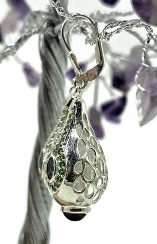Tsavorite, London Blue Topaz, Amethyst & Zircon Earrings, Genie Bottle - Picture 6 of 8