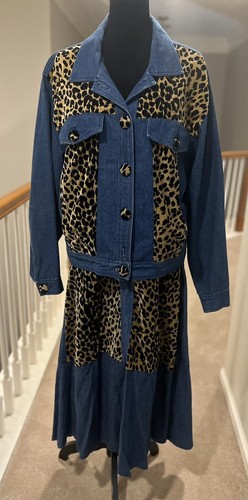 Cervelle Denim & Animal Print 2 Piece Set, Women’s Size Large, Good Condition - Picture 2 of 12